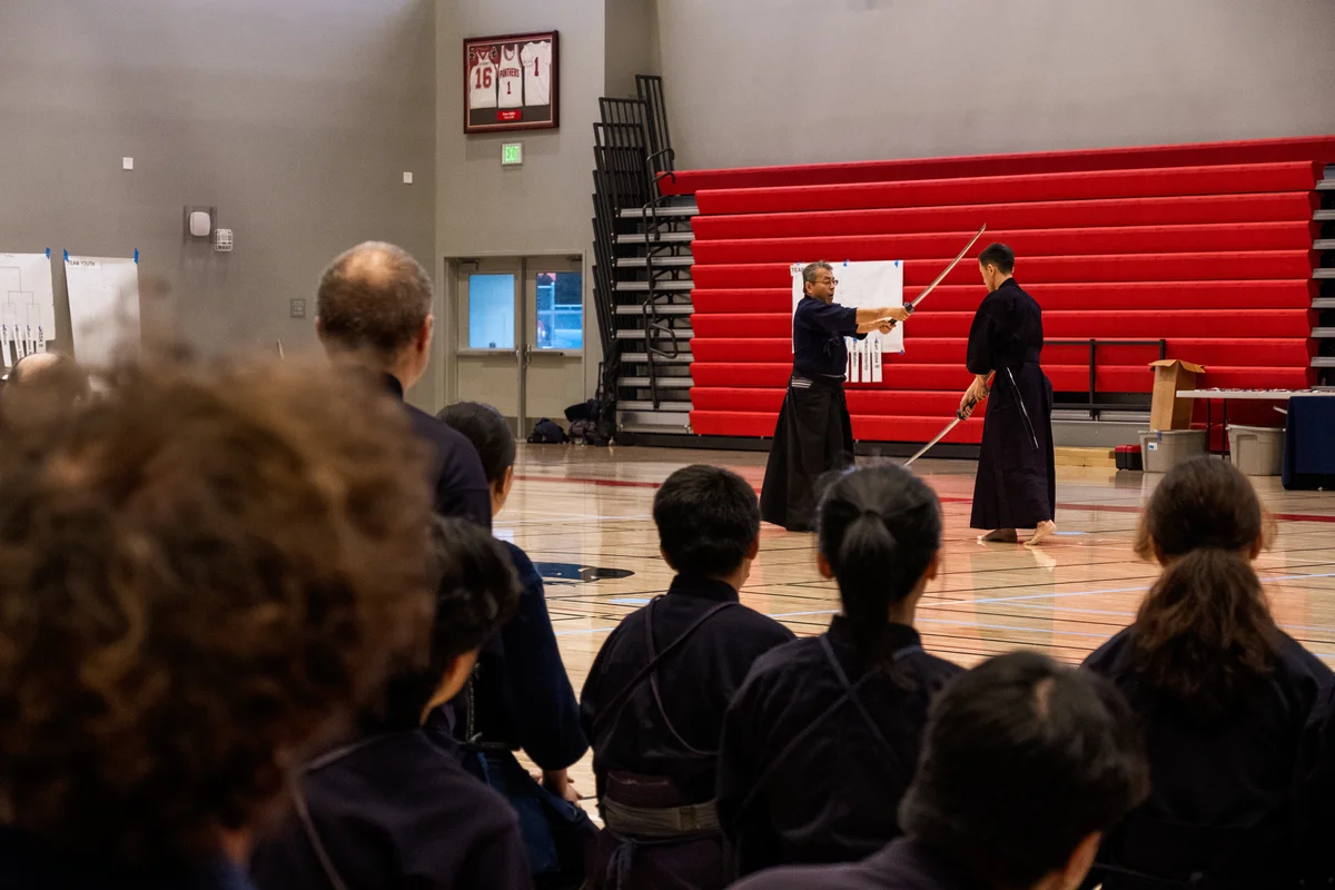Kata demonstration observed by young kenshi